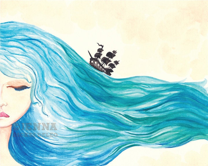 Ocean Daydream watercolor illustration art print