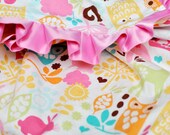 Baby Blanket - Minky Baby Blanket - Forest Life Watermelon - Satin Trim - Straight or Ruffled - Personalization Available - Several Sizes