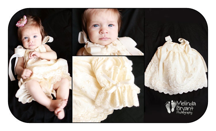Ivory Eyelet Pillowcase Dress and Pantaloon Set