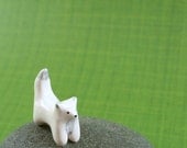 Tiny Arctic Fox Sculpture - Hand Sculpted Miniature Polymer Clay Animal