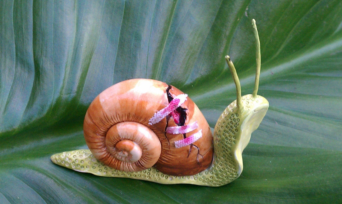 Broken Shell Snail needs Your Love by eastbaycalifornia on Etsy