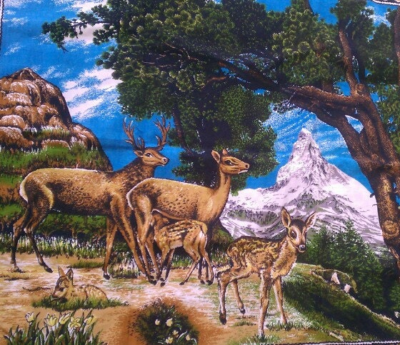 Deers in the Woods Tapestry - Sort of like velvet - Large
