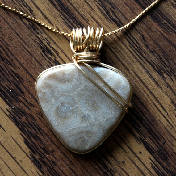 Petoskey Stone Pendant Petoskey Stone Jewelry by SincerelyEarth
