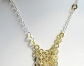 Portals, handmade, original, sterling silver and brass washer necklace
