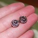 Rose bud earrings, Posts, Oxidized copper, Wire jewelry