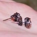 Rose bud earrings, Posts, Oxidized copper, Wire jewelry