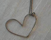 Open Heart  Necklace in Sterling Silver on Ball Chain