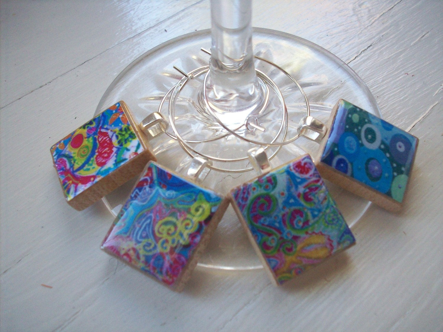 Set of 4 Scrabble Tile Wine Charms...You Choose Any 4 Tiles