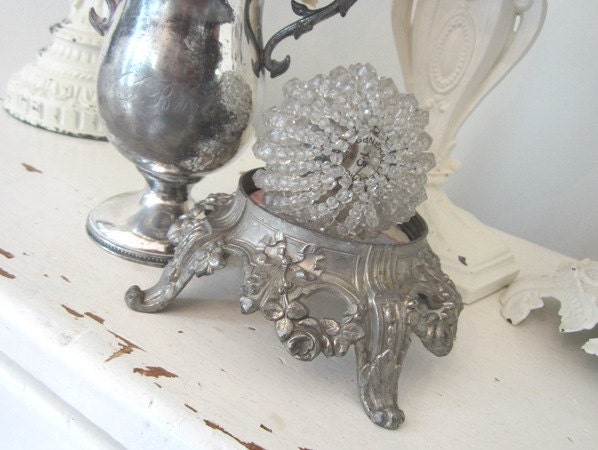 Vintage French Plateau Stand - Rose Swags - Antique Barkcloth - Display