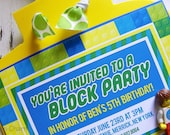 Building Blocks Hanging Invitations...Set of 10 Invitations. Toys NOT included. Il_170x135