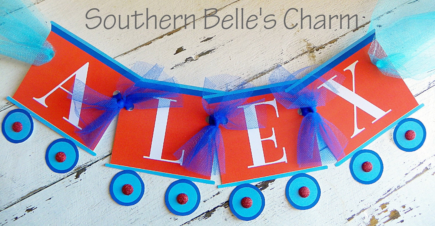 Train Name Banner...Set of 1 Name Banner up to 5 Letters
