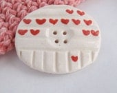Ceramic Button - Red Hearts - Valentine's Day