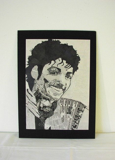 Original Art Michael Jackson Newspaper Collage