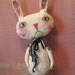 Primitive Bunny Rabbit with Basket of Eggs .........Clay and Cloth Art Doll
