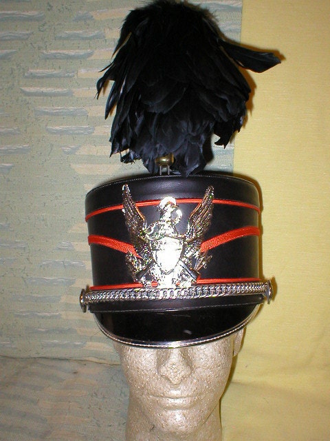 Vintage marching band hat with feather plume and eagle by antique