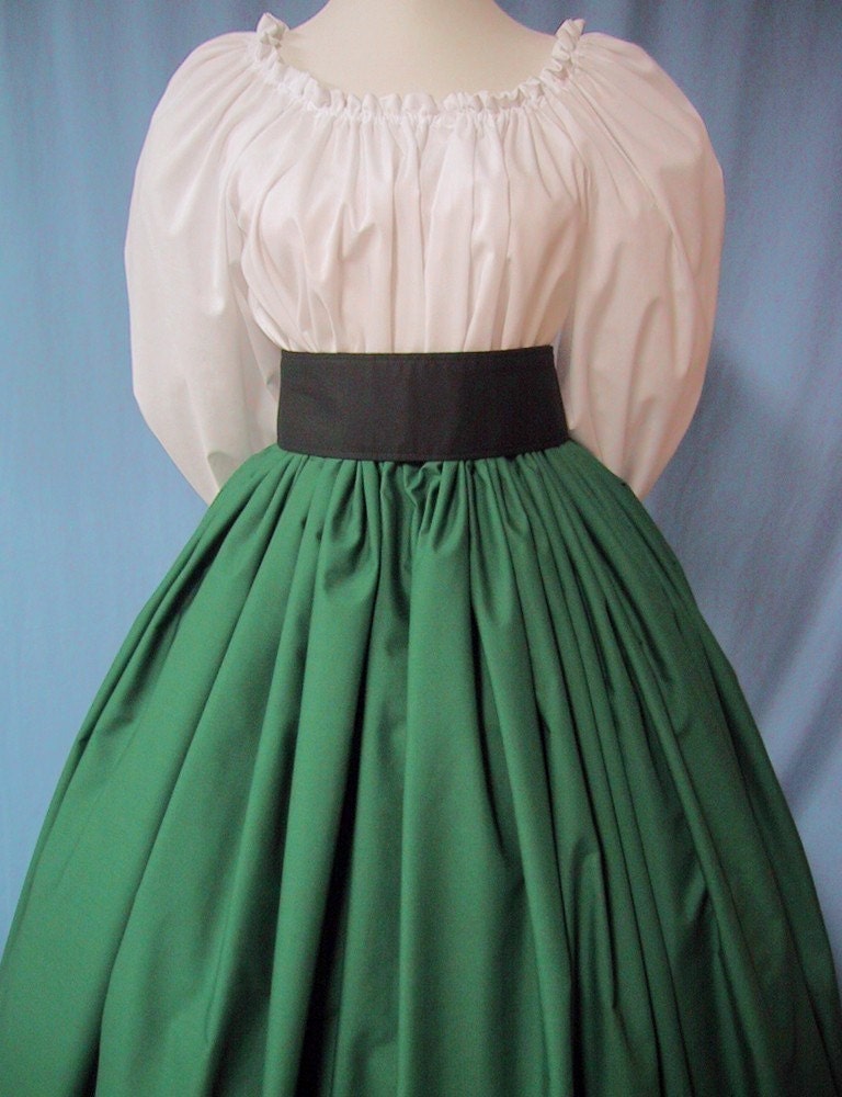 Long Skirt in Dark Green Color - Costume Event - Renaissance Faire - Civil War Reenactment - Handmade