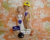 Customized Bride and Groom Firefighter Wedding Cake Topper