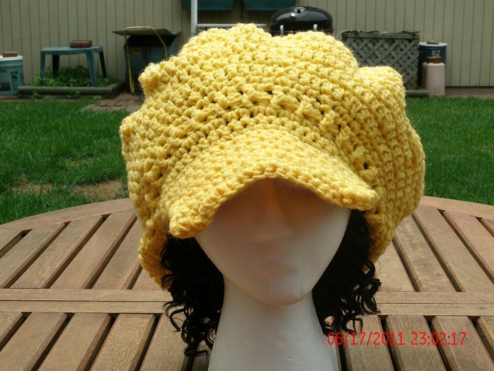 Slouch Hat - Hand Crochet Hat - The Newsboy Slouch in Yellow - Women's Hat - Fall, Winter Accessories