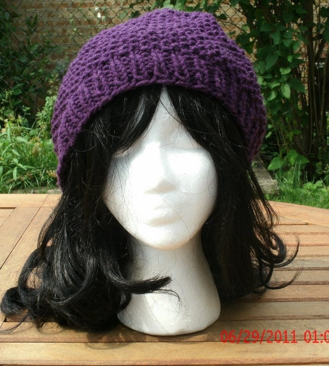 Knit Hat - The Preppie in Purple - Hand Knit Hat Handmade hat - Unisex Hat - Womens Hat