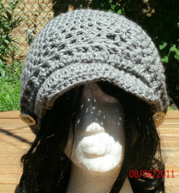 Crocheted Hat - The Hall of Fame Slouch Hat in gray - Crochet Hat -slouchy newsboy cap Women's Hat