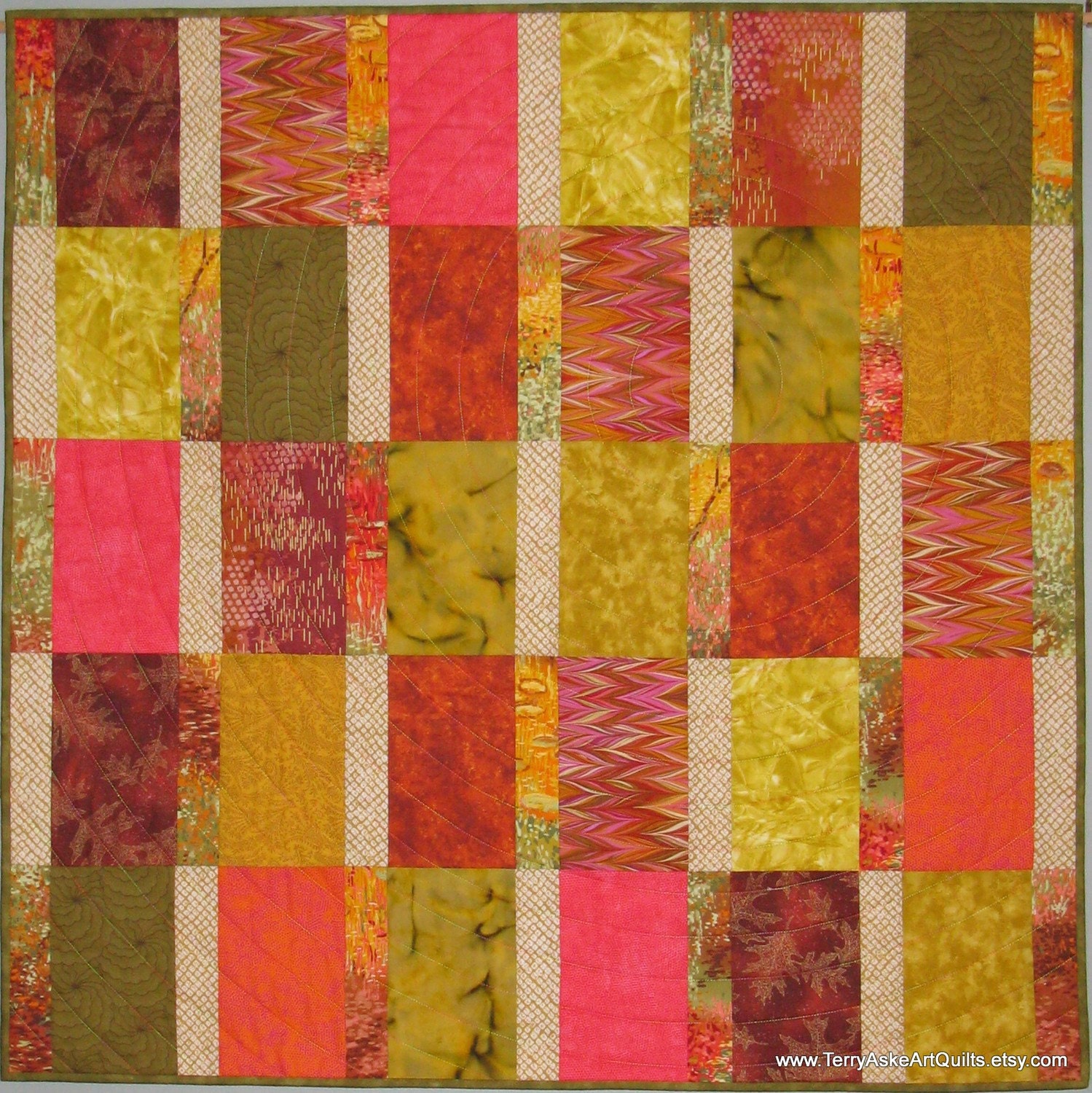 Modern Art Quilt - "Colors of Autumn"