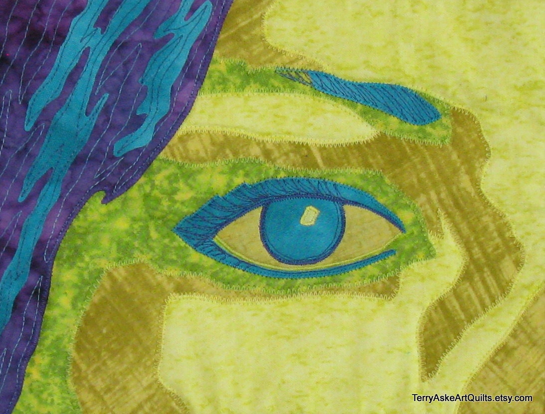 Art Quilt - Close-up of Eye - Partial Portrait in Cloth