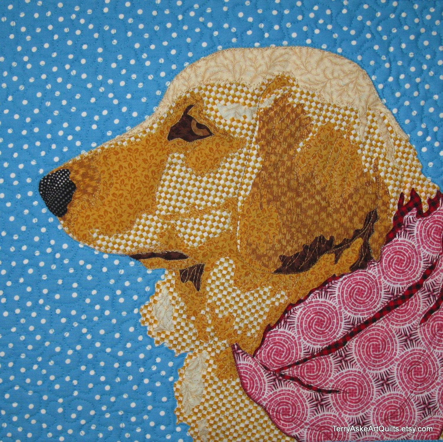 Quilted Dog Portrait - "Golden Boy"