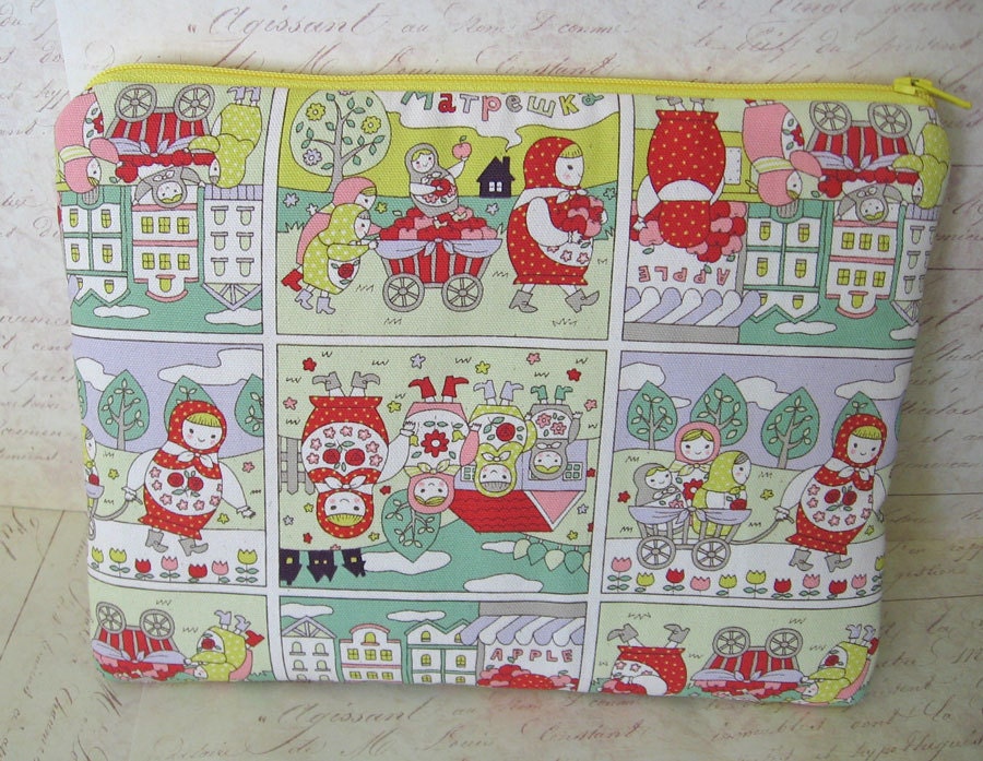 Kindle Fire cover / Russian Dolls / Kindle fire case/ eReader Zipper  Bag Cover Japanese Fabrics Padded