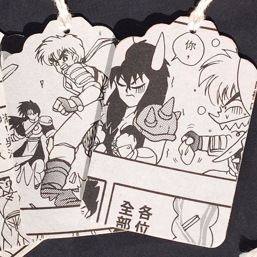 recycled gift tags- Japanese comic book black and white tags