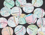 vintage craft supplies- 100 United States 1 inch map paper circles