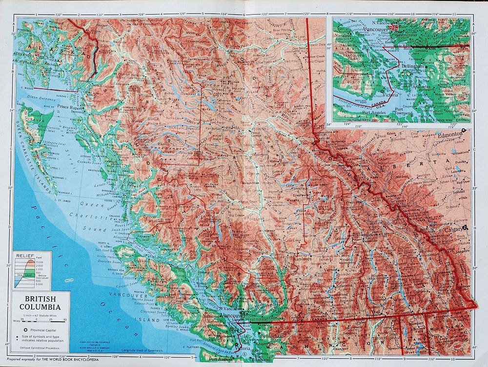 vintage map- British Columbia
