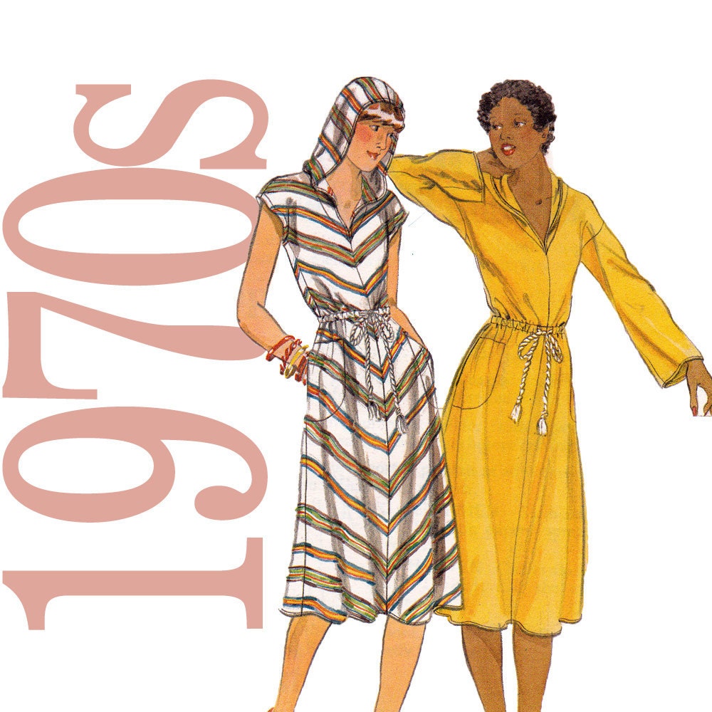 70s Hooded Dress Vintage Pattern - Butterick 5248 - Uncut, Factory Folds, NOS - Womens Dress Sewing Pattern - Hooded Dress Vintage Patterns