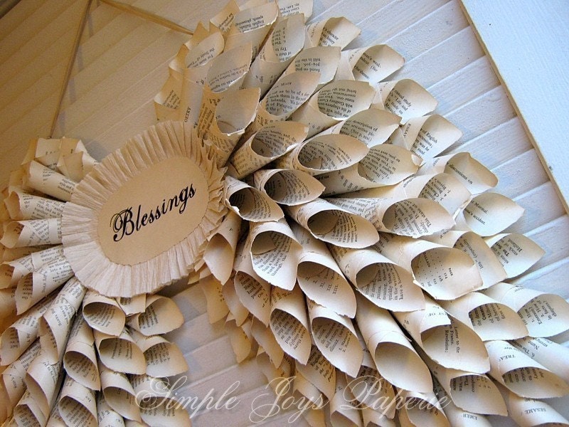 Tattered Angel Wings Shabby Chic Paper Sculpture - Vintage French Book - MTO