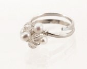 Cluster of Crystals and Argentium Silver Wire Adjustable Ring Eco Friendly custom colours