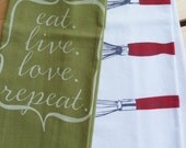 Whisk and Eat.Live.Love.Repeat. Tea Towel Kitchen Towel Hostess Gift Set