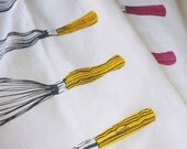 Pink and Yellow Whisk Tea Towel Hostess Kitchen Gift Set