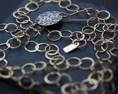 Long Hardware Necklace- sterling silver- 14kt gold- hammered- chain- long necklace- layered