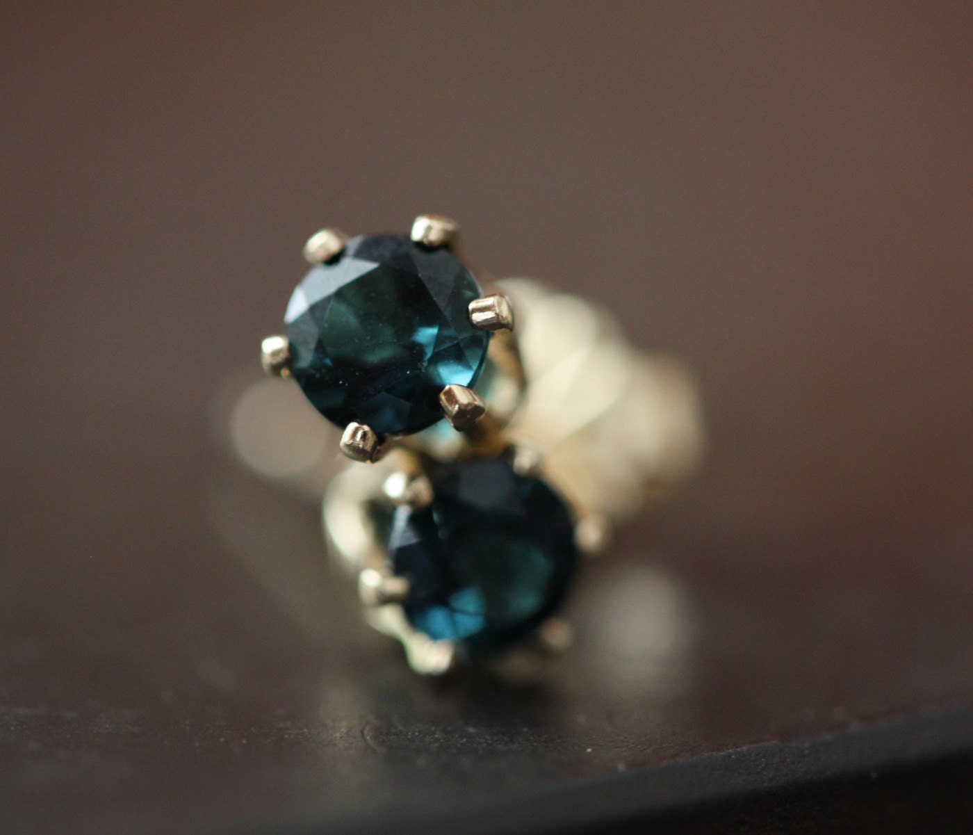 Blue Sapphire Stud Earrings in 14kt Gold- as seen on A Cup of Jo
