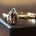 One of a Kind Red Pear Rose Cut Diamond Stacking Ring in 14kt Gold- engagement ring- wedding ring- hammered- teardrop- modern