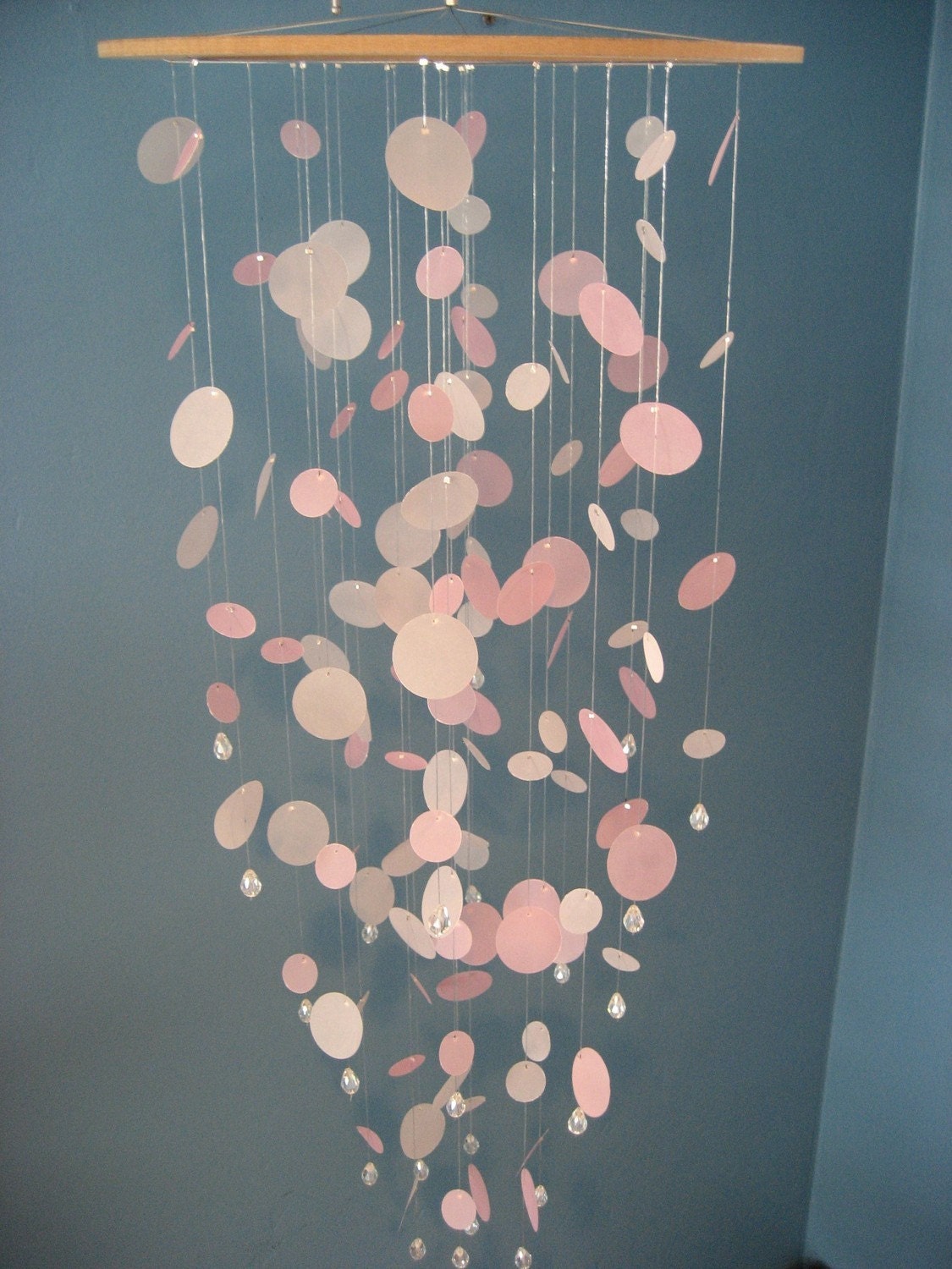 Pink and White Polka Dot Mobile - MEDIUM