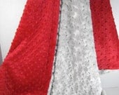 Red Dot and Gray Rose Swirl Minky Baby Blanket Monogram Included 