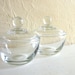 Matching Pair Vintage Clear Glass Jars with Lids Round