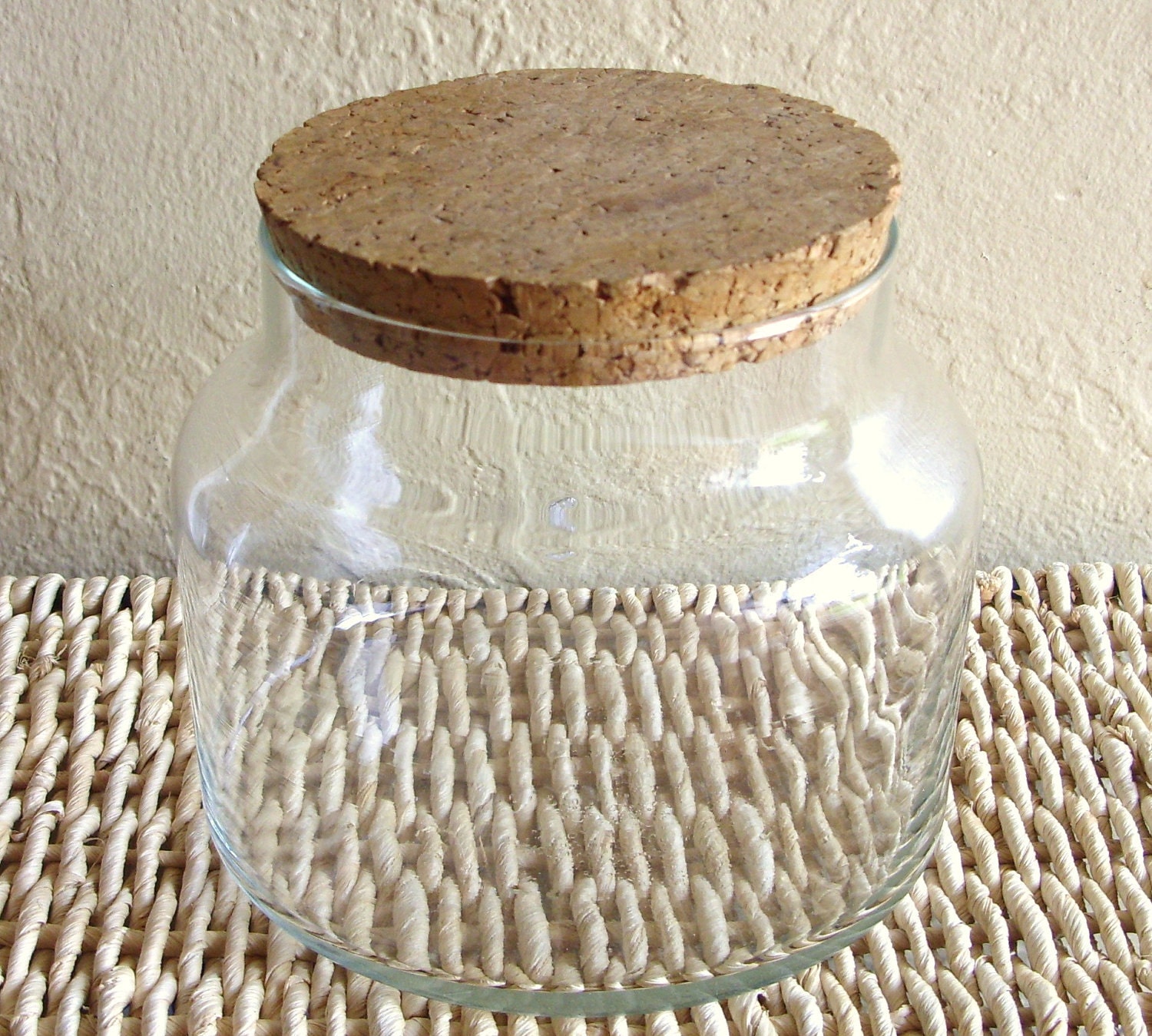 Large Glass Apothecary Jars with Cork Lid by ShabbyNChic on Etsy