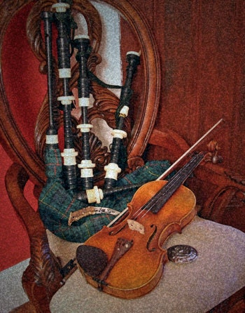 Celtic Bliss Violin Fiddle & Bagpipes Irish Scottish by JWPhoto