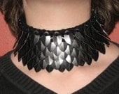 Scalemail Goth Choker Collar in Dragonhide Armor Custom knitted for you