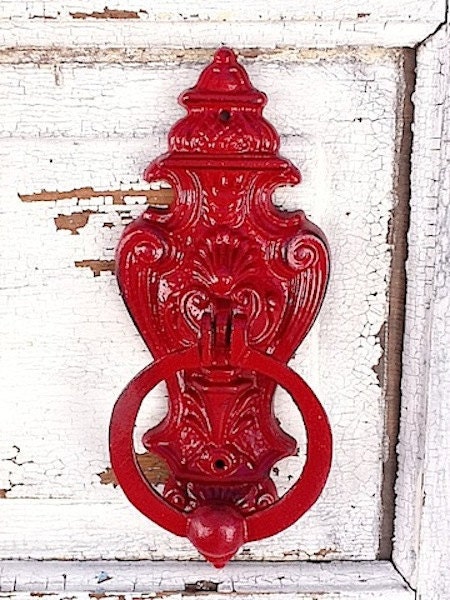 Once Upon A Time Door Knocker, British Red, Chippy Wall Hook