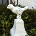 Iron Bird Bell in Shabby Chic Cream White, Chippy and Distressed