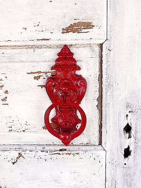 Once Upon A Time Door Knocker, British Red, Chippy Wall Hook