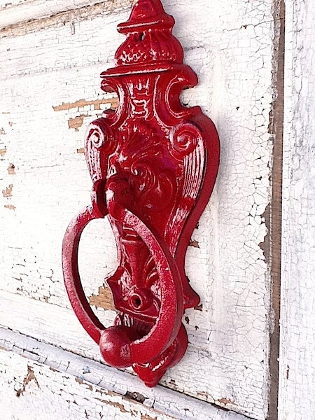 Once Upon A Time Door Knocker, British Red, Chippy Wall Hook