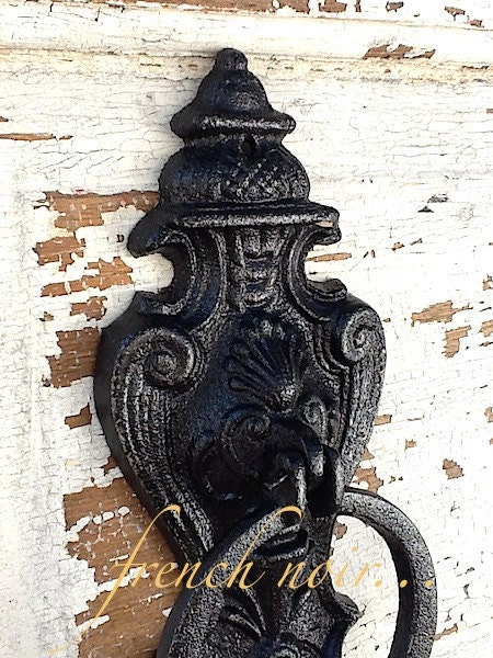 Door Knocker, French Noir, French Farmhouse, Primitive Black, Distressed And Chippy , Metal Wall Decor